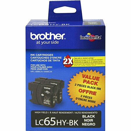 BROTHER INTERNATIONAL High Yield Black Ink Cart-2 pk, 2PK LC652PKS